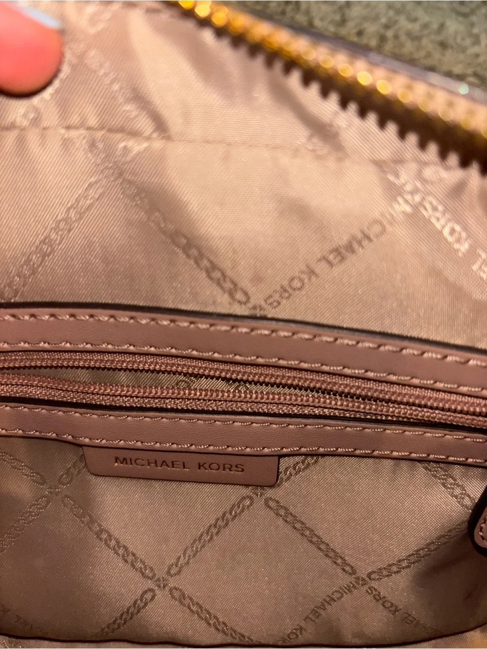 Michael Kors Blush Signature Crossbody with Gold Chain